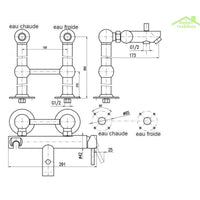 Colonna doccia a colonna SEINA con doccetta in ottone cromato dorato H. 85 cm