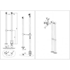 MORAVA RETRO colonna doccia con colonna in ottone dorato e maniglia in ceramica