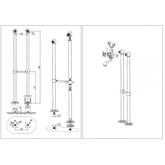 Colonna doccia su colonna in ottone bronzo MORAVA RETRO