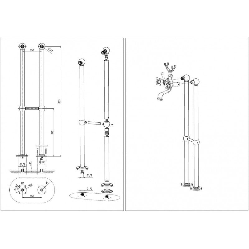 Colonna doccia con colonna doccia MORAVA RETRO cromata con maniglia in ceramica