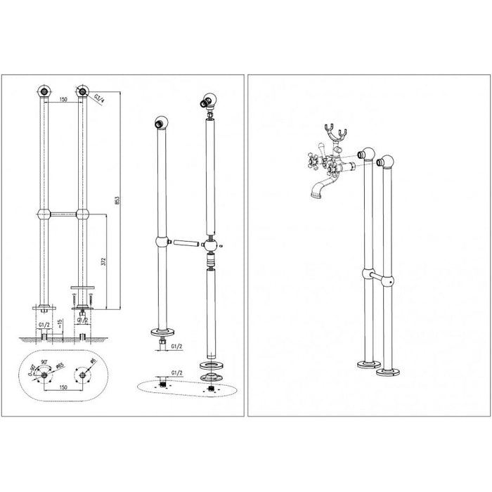 Colonna doccia con colonna doccia MORAVA RETRO cromata con maniglia in ceramica