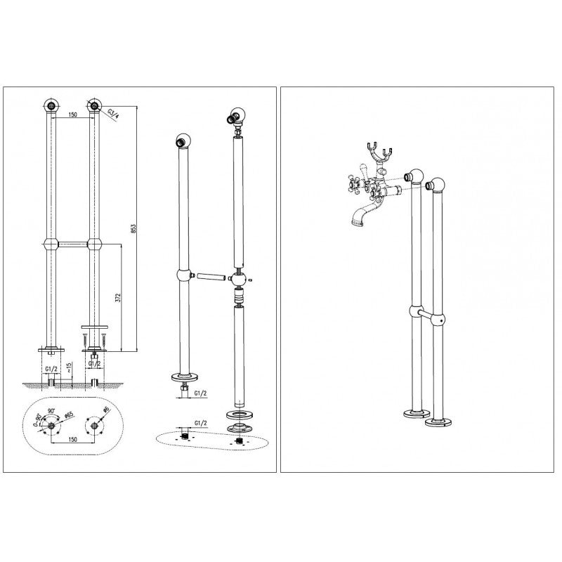Colonna doccia con colonna doccia in ottone cromato MORAVA RETRO