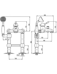 LABE colonna doccia su colonna con doccetta in ottone cromato 110 cm