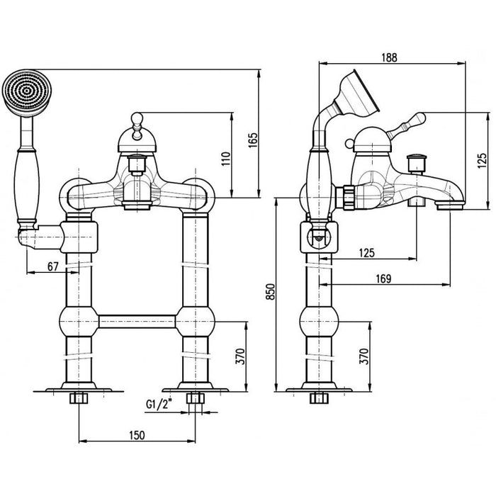 LABE colonna doccia a colonna con soffione in ottone 110 cm