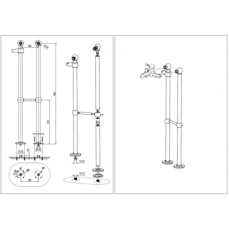 LABE colonna doccia a colonna con soffione in ottone 110 cm