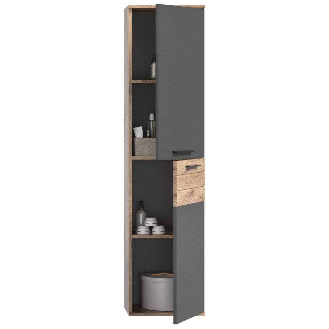 Colonna sospesa da ripostiglio – Grigio antracite e rovere chiaro – SELMA