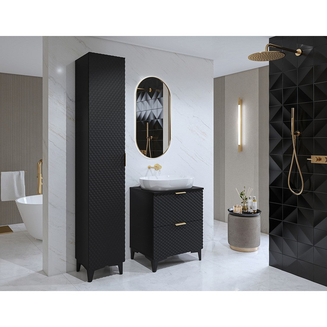 Colonna per il bagno collezione CHIC nero - Mobile moderno ed elegante