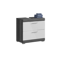 Mobile sottolavabo SCOTT – 2 cassetti – Grigio scuro e bianco – 60x56x37 cm