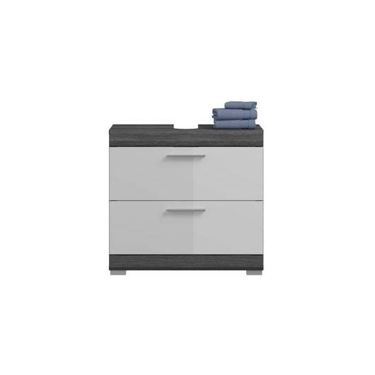 Mobile sottolavabo SCOTT – 2 cassetti – Grigio scuro e bianco – 60x56x37 cm