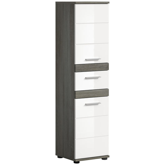 Colonna da bagno WILLIAM – 2 porte e 1 cassetto – Bianco e grigio scuro