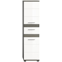 Colonna da bagno WILLIAM – 2 porte e 1 cassetto – Bianco e grigio scuro