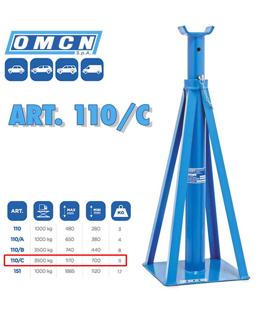 Colonnetta Per Sostegno Di Autocarri Portata Ton. 3,5 Omcn 110/c 3500 Kg         
