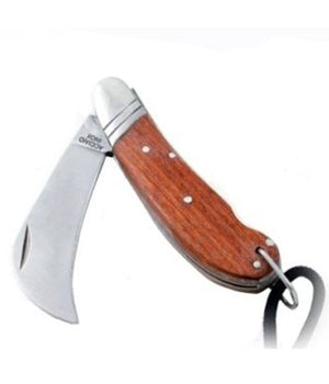 Coltello Coltellino Roncola A Serramanico Tascabile Per Innesto Con Lama A Punta Curva         