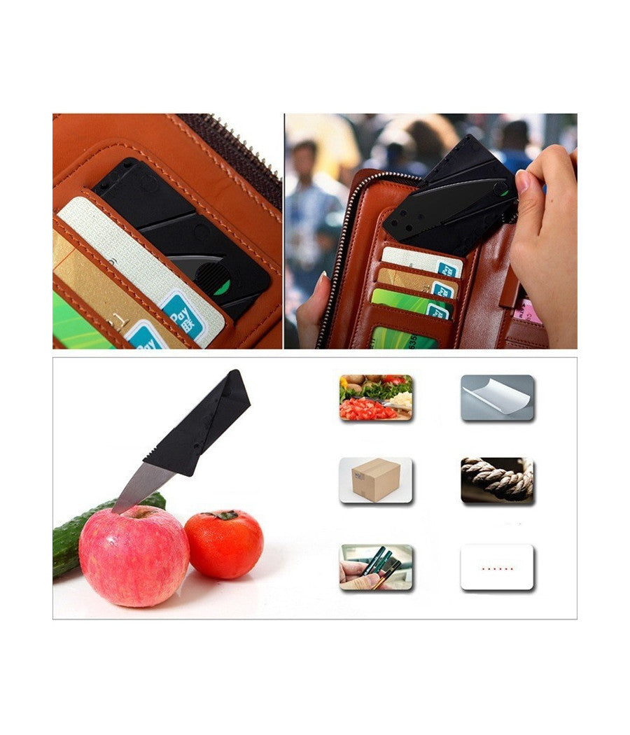 Coltello Tattico A Forma Carta Di Credito Pieghevole Card Knife Campeggio Multi         