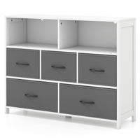 Com¨° con 2 grandi ceste in tessuto e 3 ceste medie, Organizzatore per la casa con cassetti in tessuto pieghevole Bianco-Credenze buffet