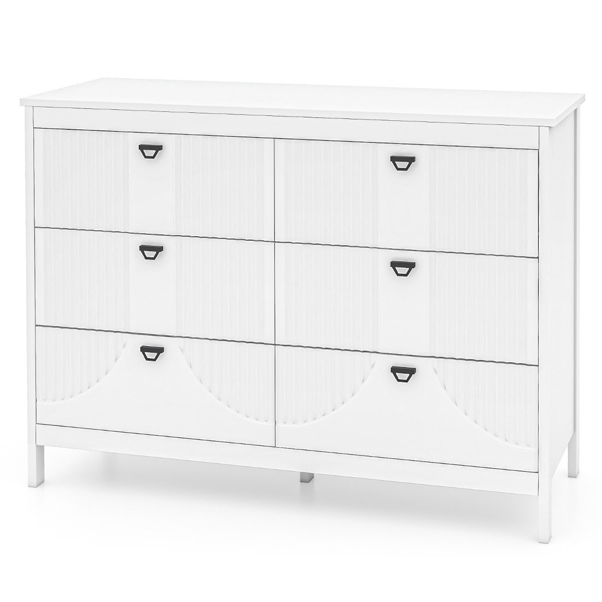 Com¨° a 6 cassetti da Cucina stile moderno, Armadio da stoccaggio per casa con kit anti-ribaltamento Bianco-Credenze buffet