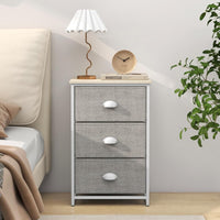 Com¨° con 3 cassetti pieghevoli telaio in metallo, Unit¨¤ di organizzazione per camera da letto ingresso Bianco-Comodini