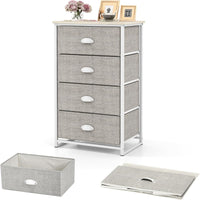 Com¨° con 4 cassetti pieghevoli telaio in metallo, Unit¨¤ di organizzazione per camera da letto ingresso Bianco-Comodini