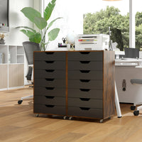 Mobile con 7 cassetti organizzatore di documenti mobile con 4 ruote girevoli universali, Mobile com¨° verticale in legno Noce-Cassettiere