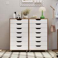 Mobile con 7 cassetti organizzatore di documenti mobile con 4 ruote girevoli universali, Mobile com¨° verticale in legno Bianco-Cassettiere