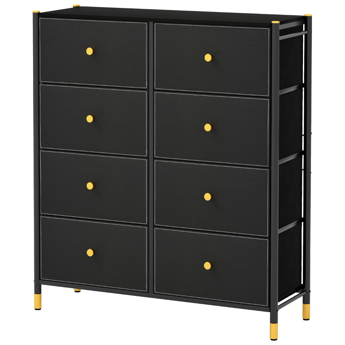 Com¨° per camera da letto con struttura metallica e cassettone, Unit¨¤ organizzatore da terra con cesti Nero 89x30x98cm-Cassettiere