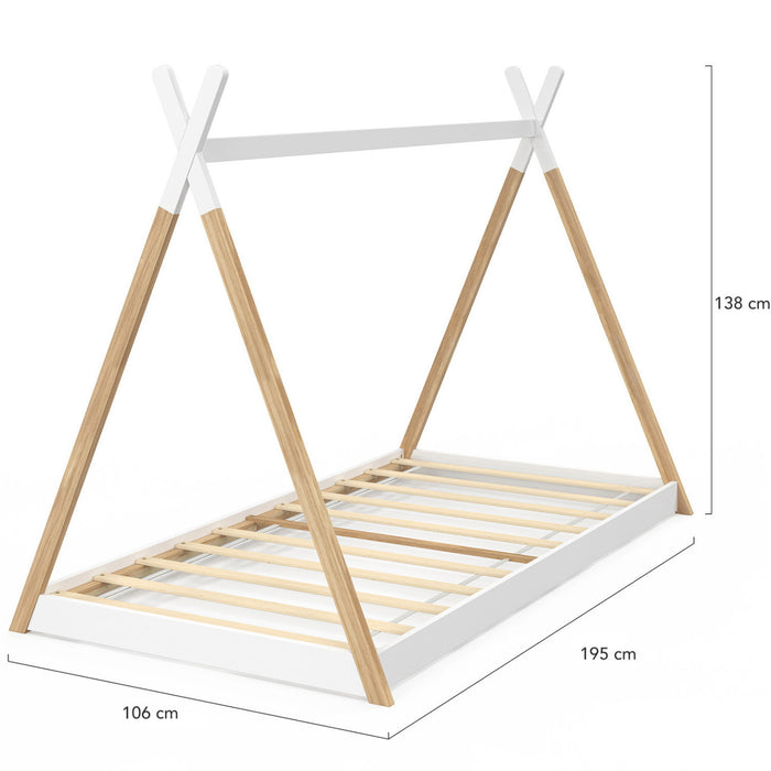 IDMarket - COME 90 x 190 CM letto teepee per bambini con base in legno e bianco