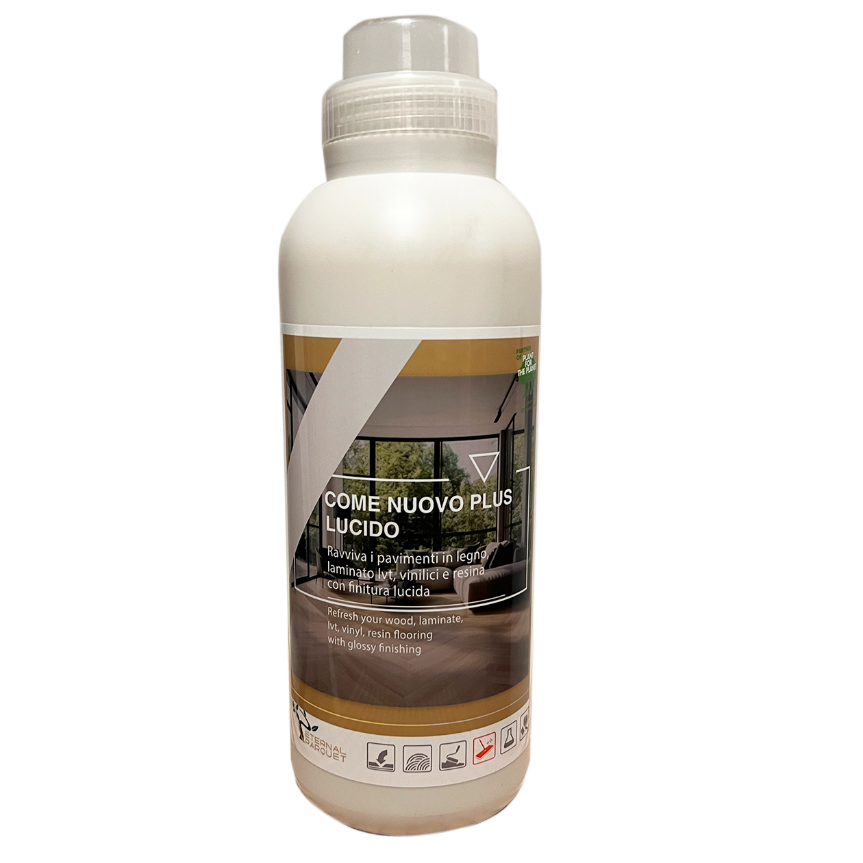 il #n1 - COME NUOVO lucido o opaco - rigenerante NATURALE per PARQUET, spc, laminati, resine e gress "ELIMINA GRAFFI e crea un film protettivo" Di Eternal Parquet - flacone da 1 litro lucido