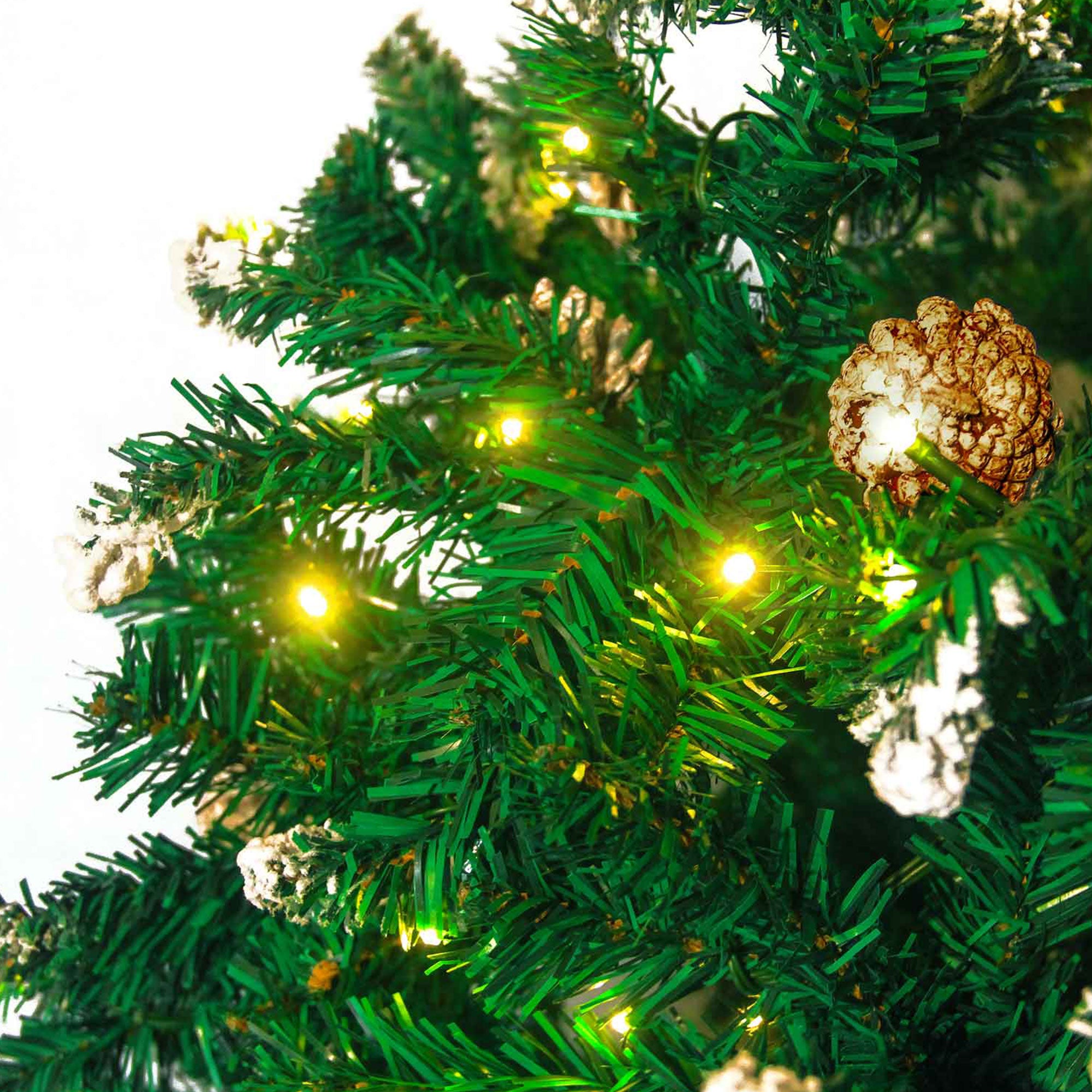 Comet - Albero di Natale con luci LED e pigne ø100 x 180H, 800 rami e 50 pigne