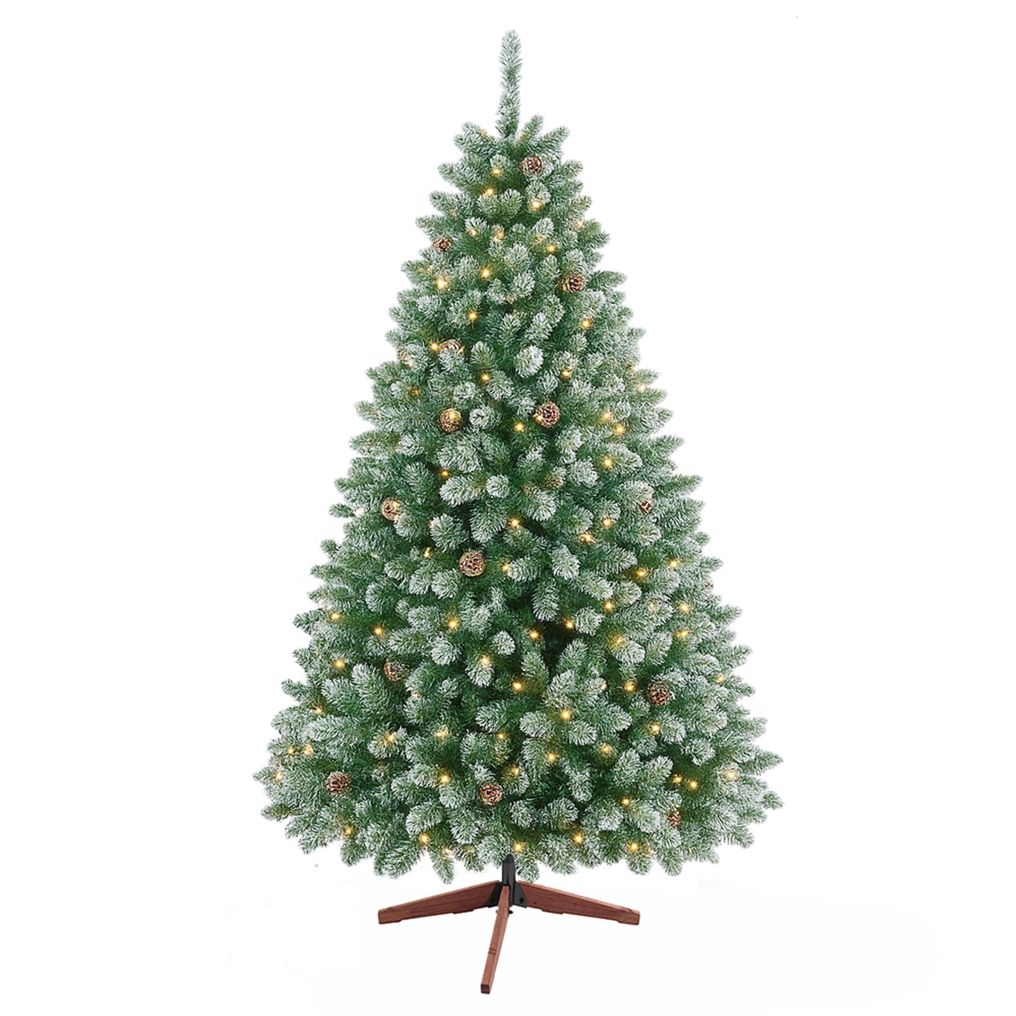 Comet - Albero di Natale con luci LED e pigne ø110 x 210H, 1200 rami e 60 pigne