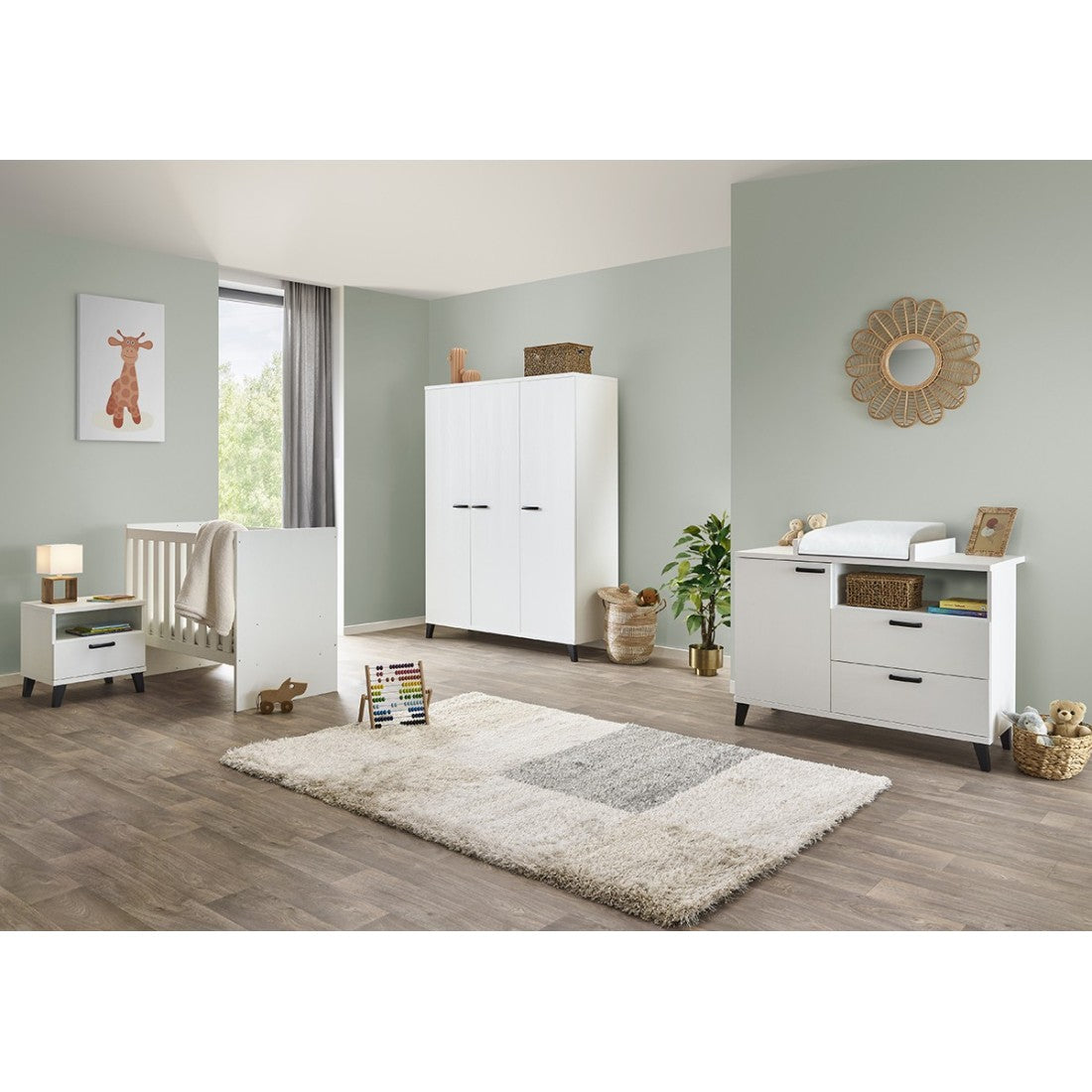 Comò per bambini robusto con fasciatoio integrato, colore bianco, collezione DANAÉ.