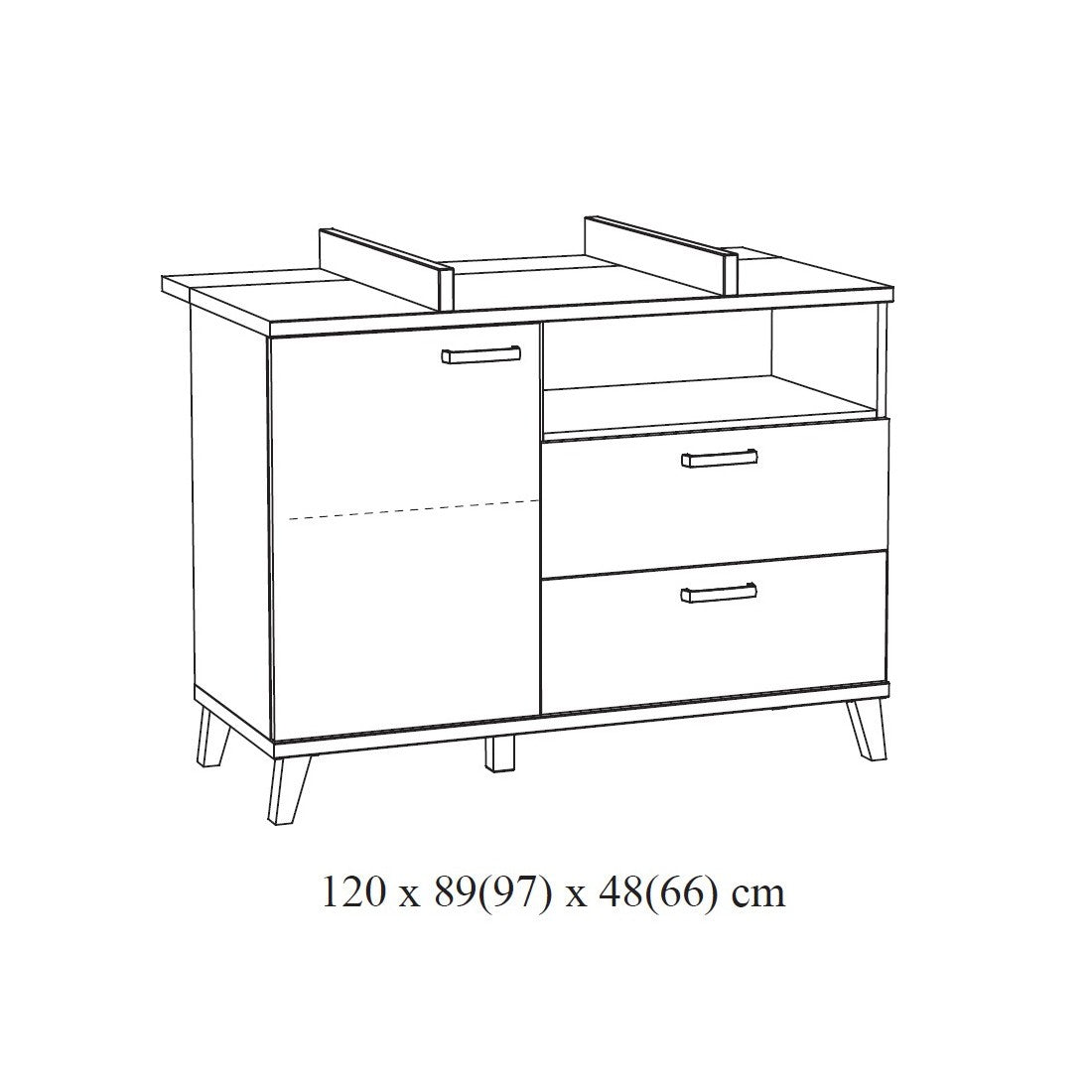 Comoda per bambini robusta con fasciatoio integrato colore rovere chiaro collezione DANAÉ.