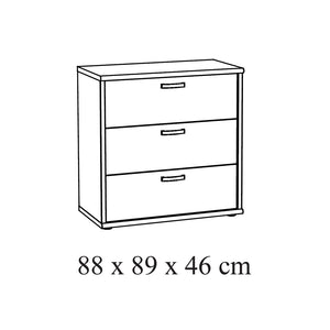 Comò per bambini robusto con fasciatoio integrato colore rovere chiaro, collezione DANY.