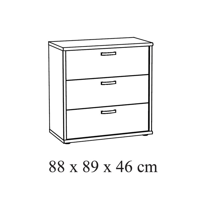 Comò per bambini robusto con fasciatoio integrato colore rovere chiaro, collezione DANY.