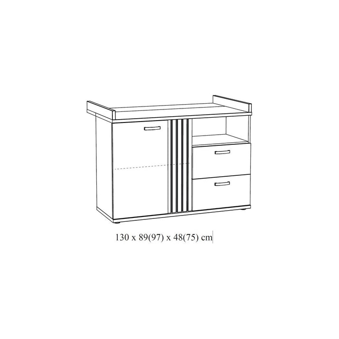 Comò per bambini robusto con fasciatoio integrato color rovere dorato collezione TOMMY.