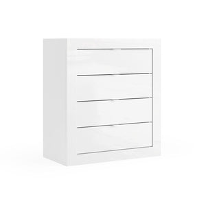 Cassettiera da bagno ISORA – 4 cassetti – Bianco lucido – Design moderno – 70 cm