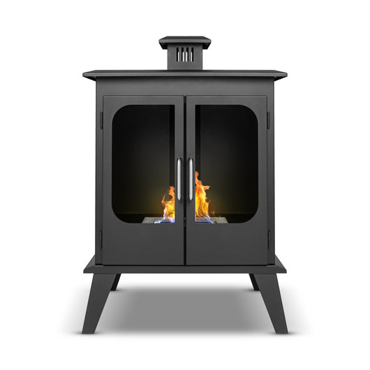 Commodo - Camino a bioetanolo da terra freestanding, biocamino da pavimento stile vintage, 52x30xH78cm