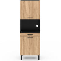 IDMarket - Comò da cucina CINA 60 CM 2 ante + cassetto look nero e faggio