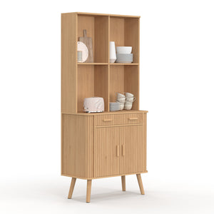 IDMarket - Comò da cucina ROMIE 80 CM 2 ante + cassetto con effetto doghe in legno