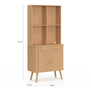IDMarket - Comò da cucina ROMIE 80 CM 2 ante + cassetto con effetto doghe in legno
