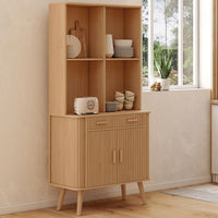 IDMarket - Comò da cucina ROMIE 80 CM 2 ante + cassetto con effetto doghe in legno