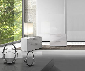 Coppia di comodini bianco lucido, maniglie serie line ZLCSMT-CDL               