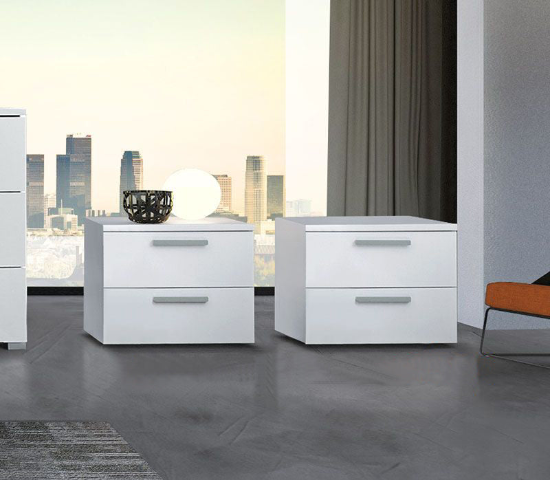 Coppia Comodini a 2 cassetti con maniglie Grigie ZLCCOPCOMLIK          