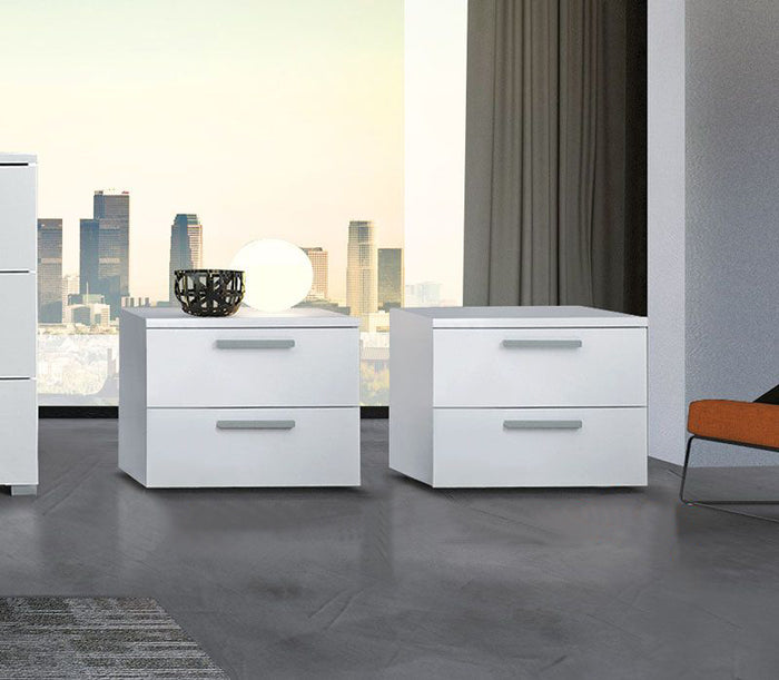 Coppia Comodini a 2 cassetti con maniglie Grigie ZLCCOPCOMLIK          