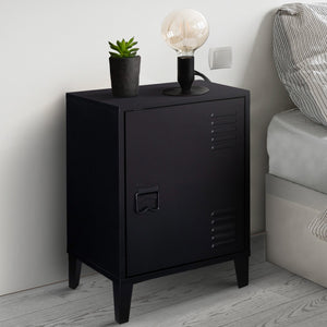 IDMarket - Comodini con 1 anta in metallo nero, design industriale ESTER