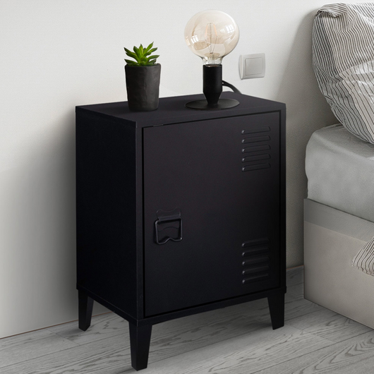 IDMarket - Comodini con 1 anta in metallo nero, design industriale ESTER