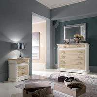 Comodino 3 cassetti  laccato bianco-avorio- bicolore misure l.57 p.38 h.66 (3001) - Mobili 2G