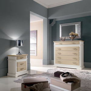 Comodino 3 cassetti  laccato bianco-avorio- bicolore misure l.57 p.38 h.66 (3001) - Mobili 2G