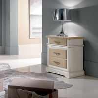 Comodino 3 cassetti  laccato bianco-avorio- bicolore misure l.57 p.38 h.66 (3001) - Mobili 2G