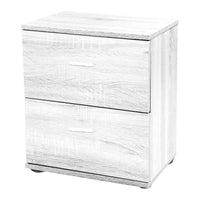 Comodino 2 Cassetti 40x30x45 Bianco Legno