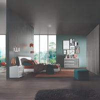 Comodino 2 cassetti bianco frassinato e cemento Jolanda